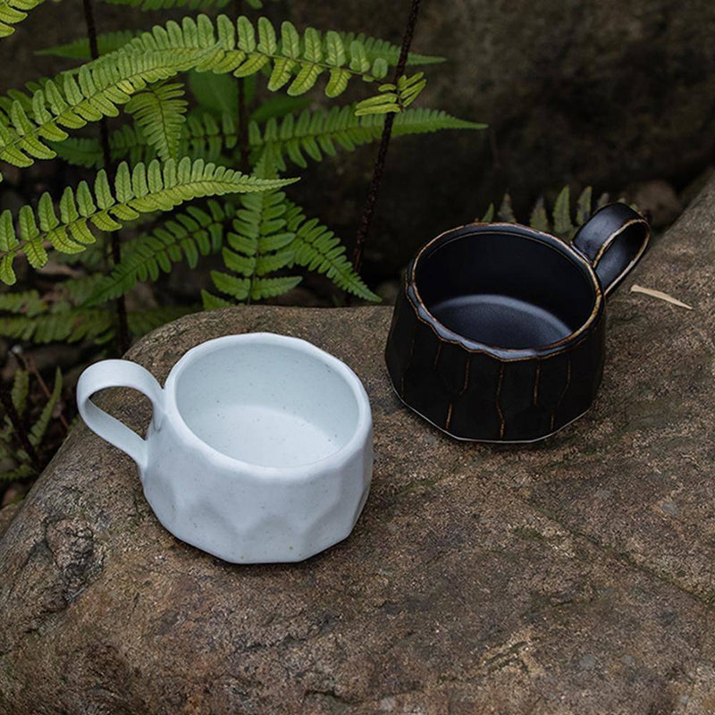 Hand-cut Textured Ceramic Coffee Mug - Eunaliving