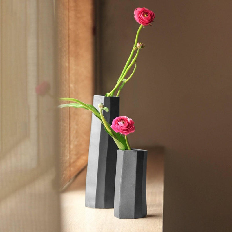 Handmade Ceramic Geometric Shapes Flower Vase - Eunaliving