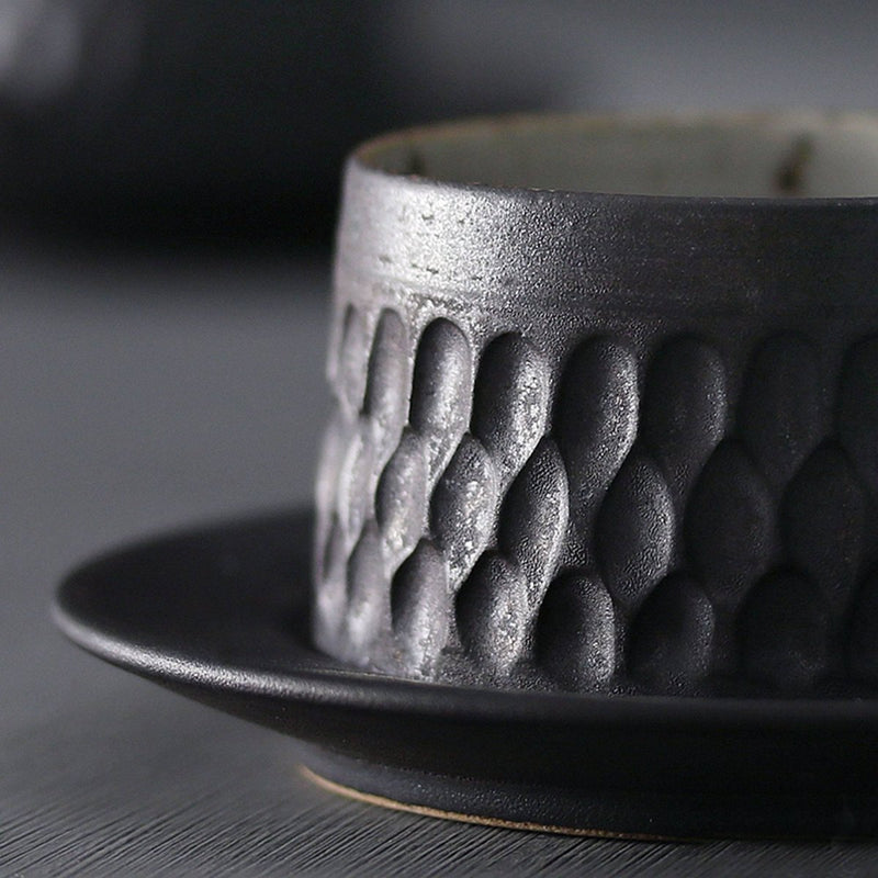 Handmade Coarse Pottery Simple Coffee Cup Set - Eunaliving