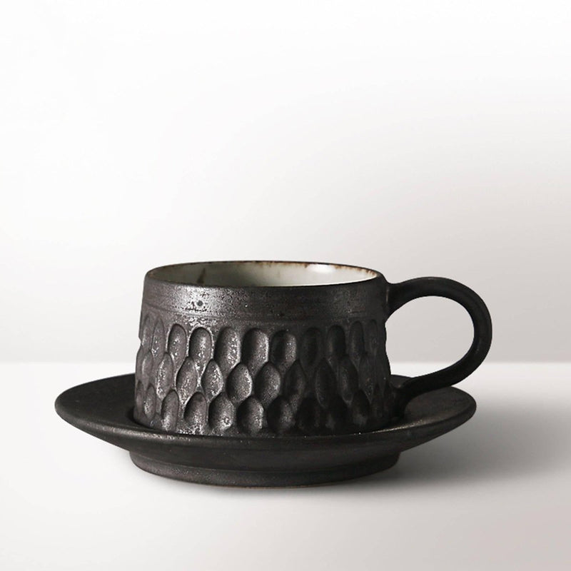 Handmade Coarse Pottery Simple Coffee Cup Set - Eunaliving