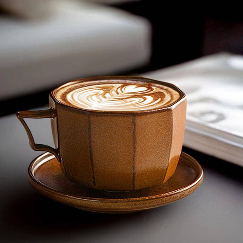 Handmade Kiln Ceramic Coffee Cup And Saucer Set - Eunaliving