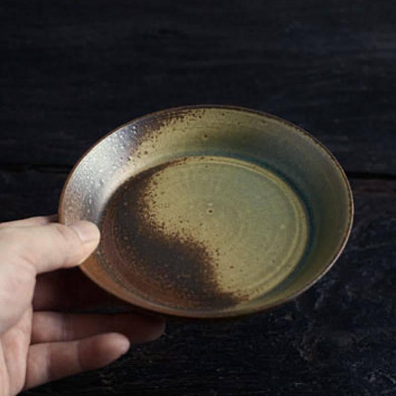 Handmade Rough Pottery Halo Glazed Plate - Eunaliving