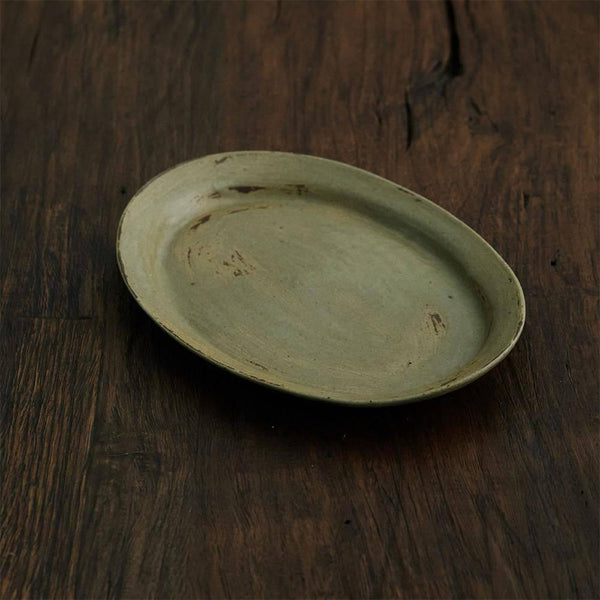 Handmade  Vintage Oval Rough Earthenware Plate - Eunaliving