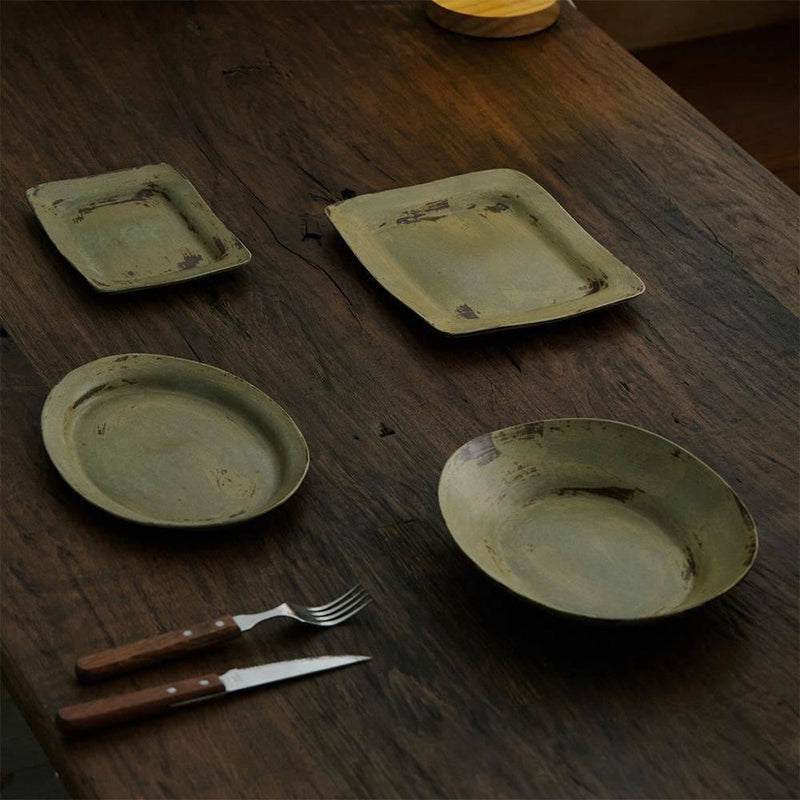Handmade Vintage Oval Rough Earthenware Plate - Eunaliving