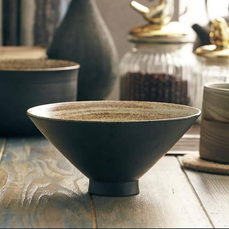 Japanese Rough Pottery Black Vintage Tableware - Eunaliving