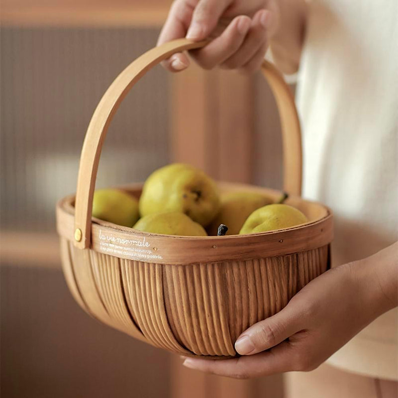 Japanese Style Handmade Wooden Piece Basket Woven Basket - Eunaliving