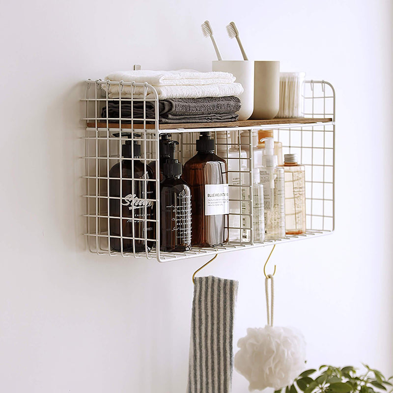 Iron Double-layer Solid Wood Shelves