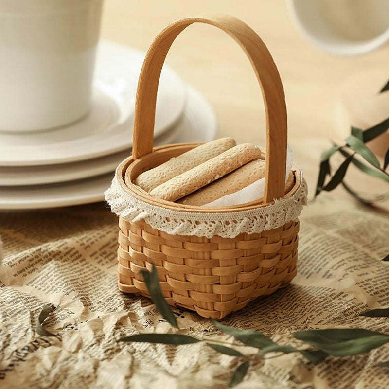 Mini Handmade Wicker Flower Basket Hand Basket - Eunaliving