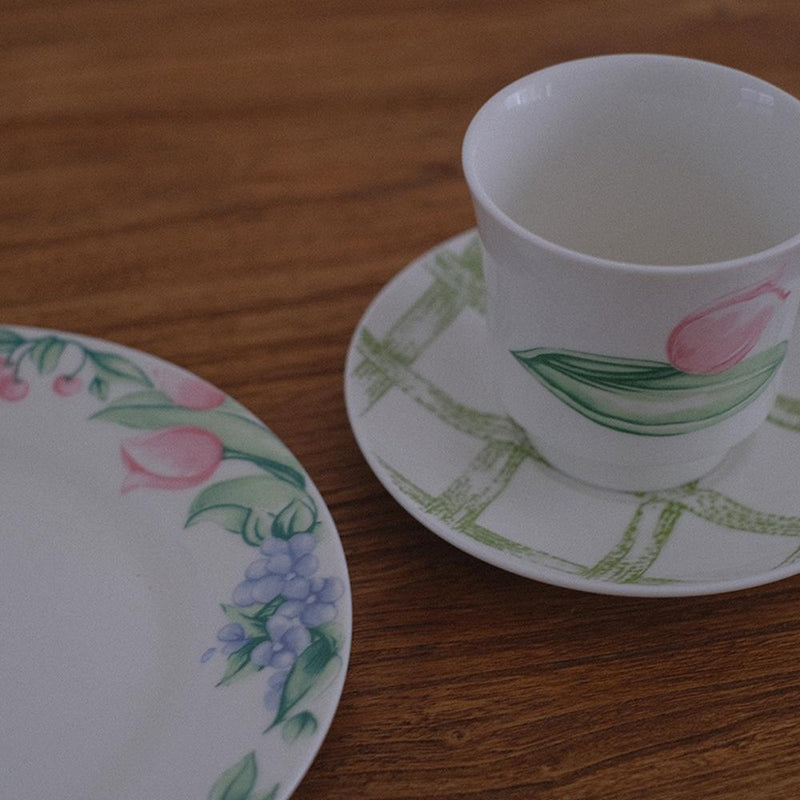 Vintage French Tulip Coffee Cup And Saucer - Eunaliving