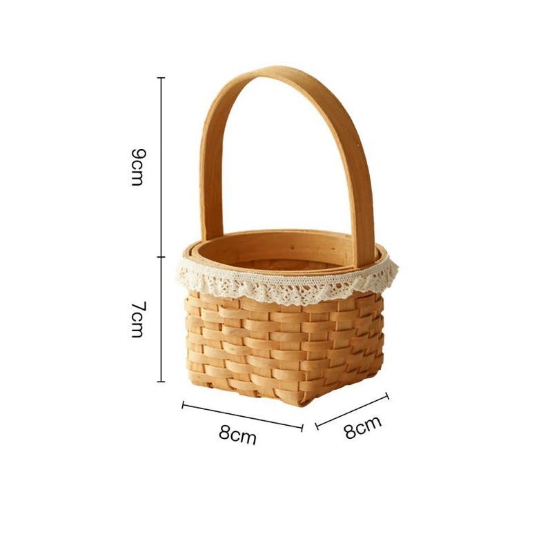 Mini Handmade Wicker Flower Basket Hand Basket - Eunaliving
