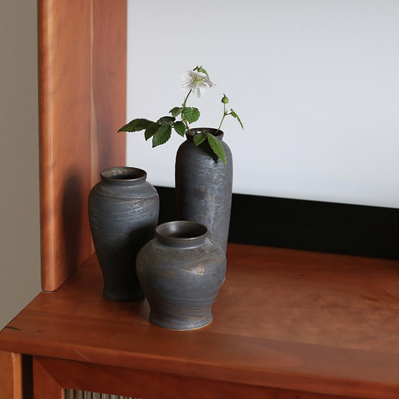 Japanese Style Hand-made Clay Flower Vessel - Eunaliving