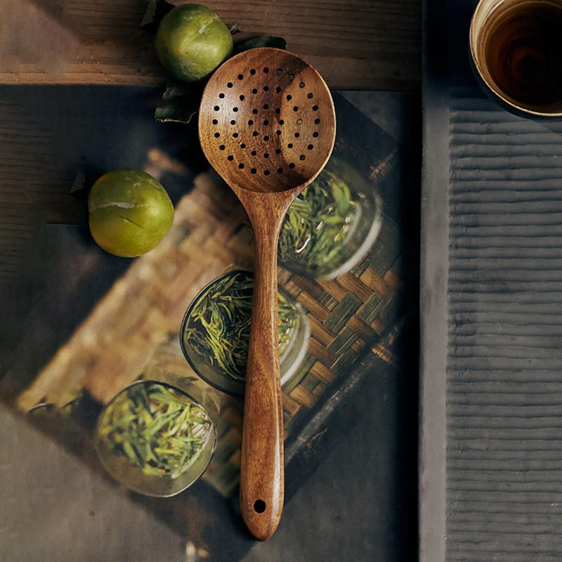 Japanese Style Iron Knife Wooden Funnel Spoon Spatula