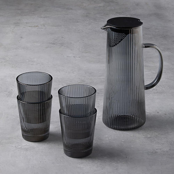Vertical Pattern Anthracite Kettle And Mug Set