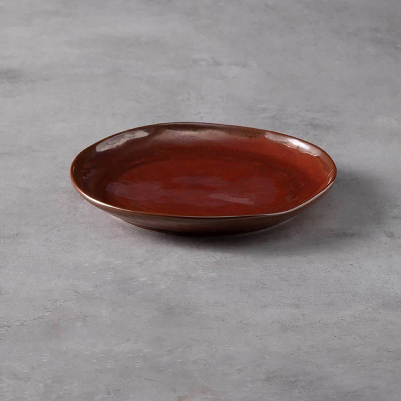 Kiln Formed Iron Red Shaped Plate - Eunaliving