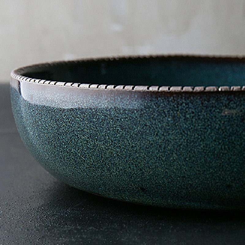 Kiln Vintage Dark Green Ceramic Plate - Eunaliving