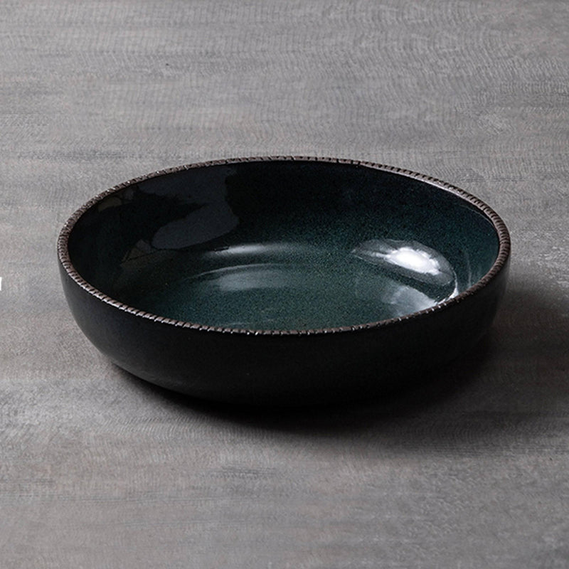 Kiln Vintage Dark Green Ceramic Plate - Eunaliving