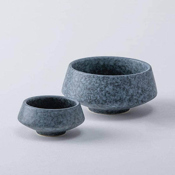 Marble Grey Frosted Ceramic Tall Bowl - Eunaliving