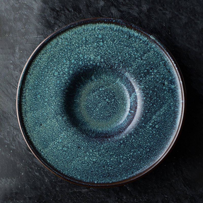 Peacock Pattern Blue Ceramic Straw Hat Plate - Eunaliving