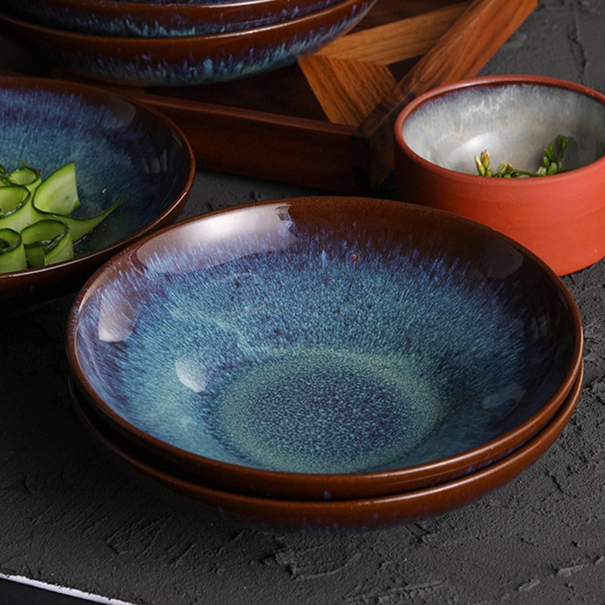 Euna - Peacock Pattern Kiln Glazed Ceramic Bowl – Eunaliving