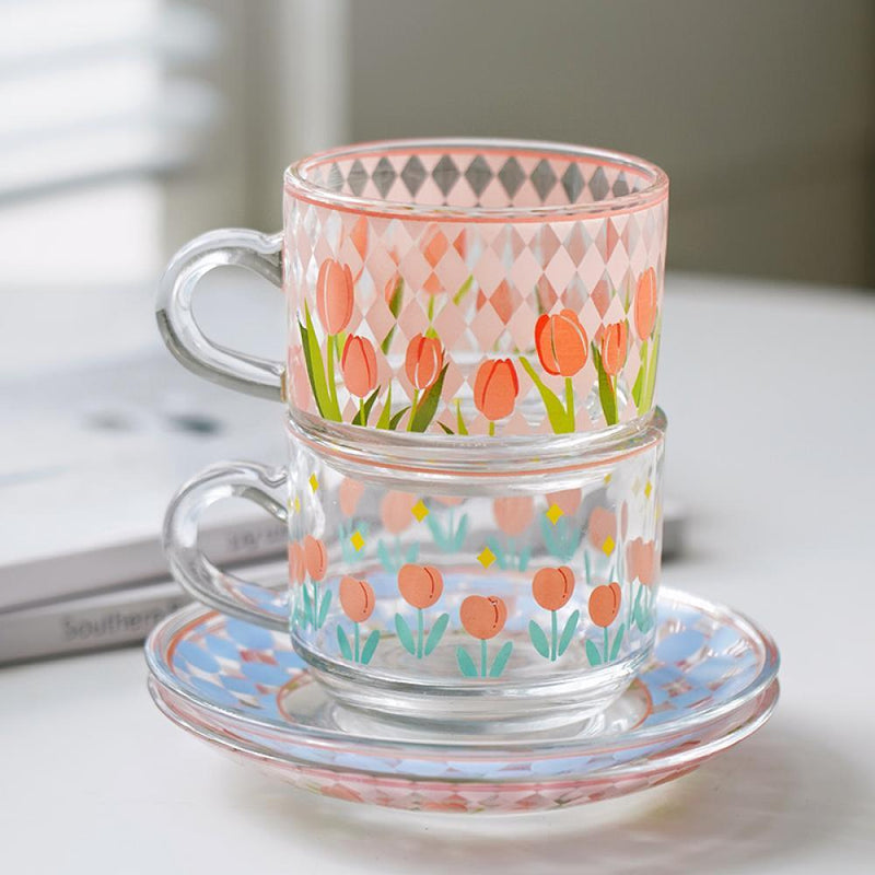 Lovely Tulip Glass Coffee Mug - Eunaliving