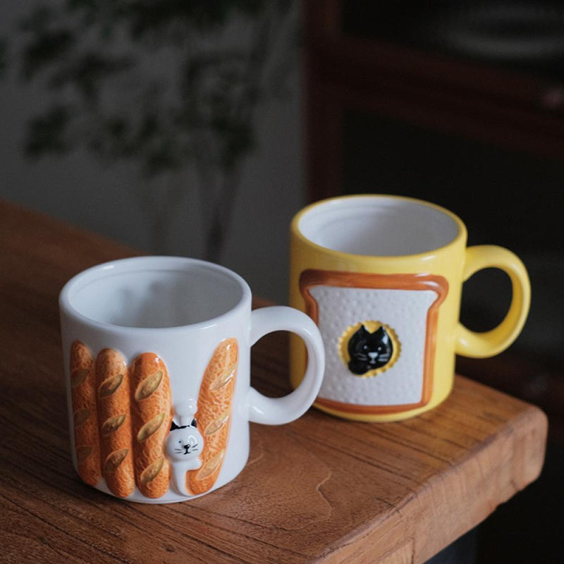 Toast Cat Baguette Cameo Ceramic Mug - Eunaliving