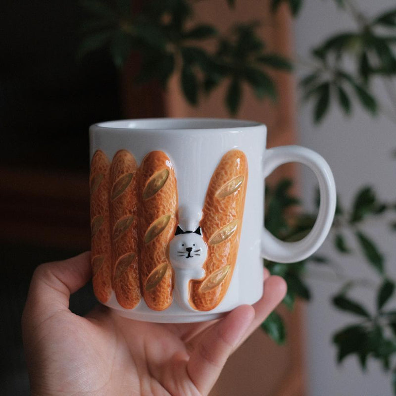 Toast Cat Baguette Cameo Ceramic Mug - Eunaliving