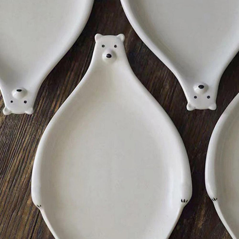 Vintage Cute Polar Bear Ceramic Plate - Eunaliving
