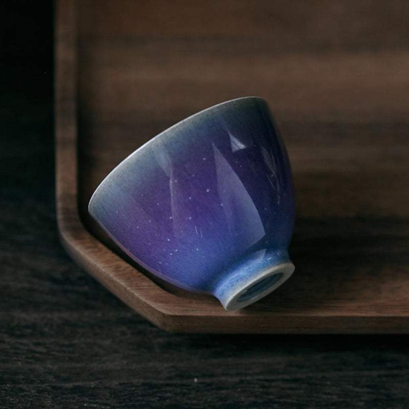 Starry Purple Dusty Yellow Glazed Small Tasting Cup - Eunaliving