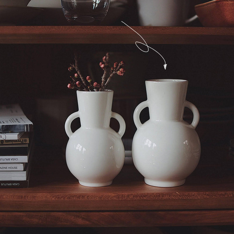 Pure White Binaural Vase - Eunaliving