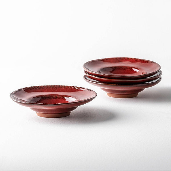 Red Ceramic Straw Hat Plate Soup Plate - Eunaliving