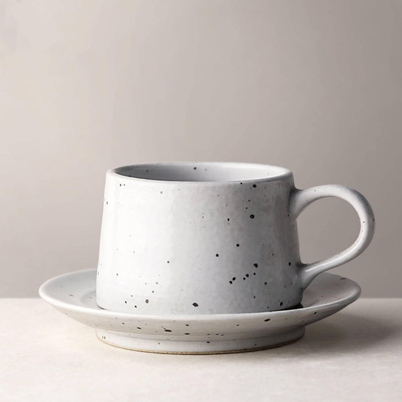Rough Pottery Coffee Cup And Saucer Set - Eunaliving