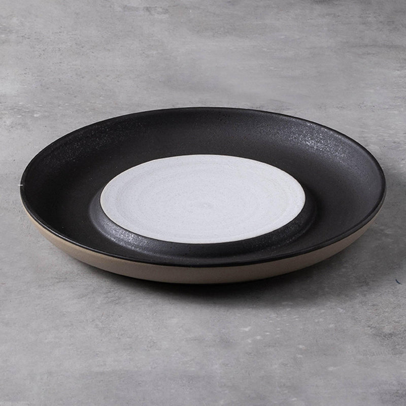 Silver Feather Ceramic Flat Plate - Eunaliving