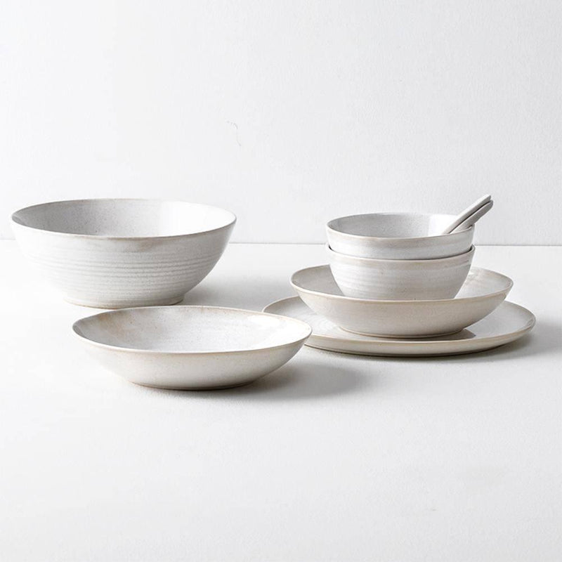 Simple Light Coloured Kiln Fired Bowl And Plate Set - Eunaliving