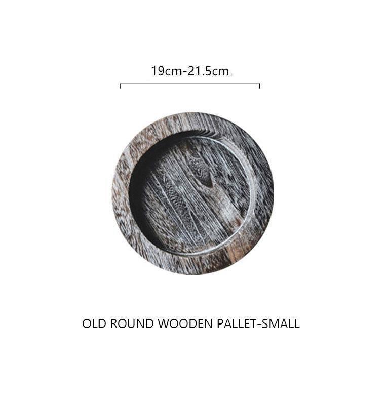 Solid wood old dinner plate photo props - Eunaliving