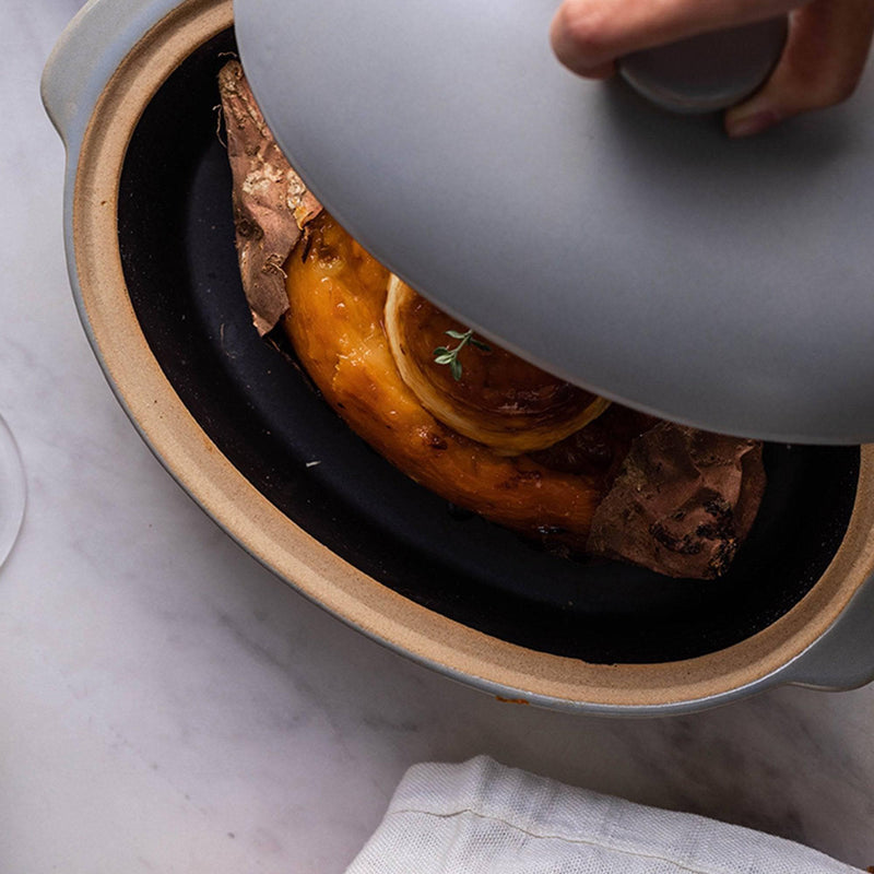 Star Grey Creative Binaural Baking Pan With Lid - Eunaliving