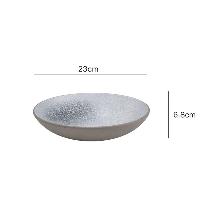 Stone-grain Shallow Ceramic Bowl - Eunaliving