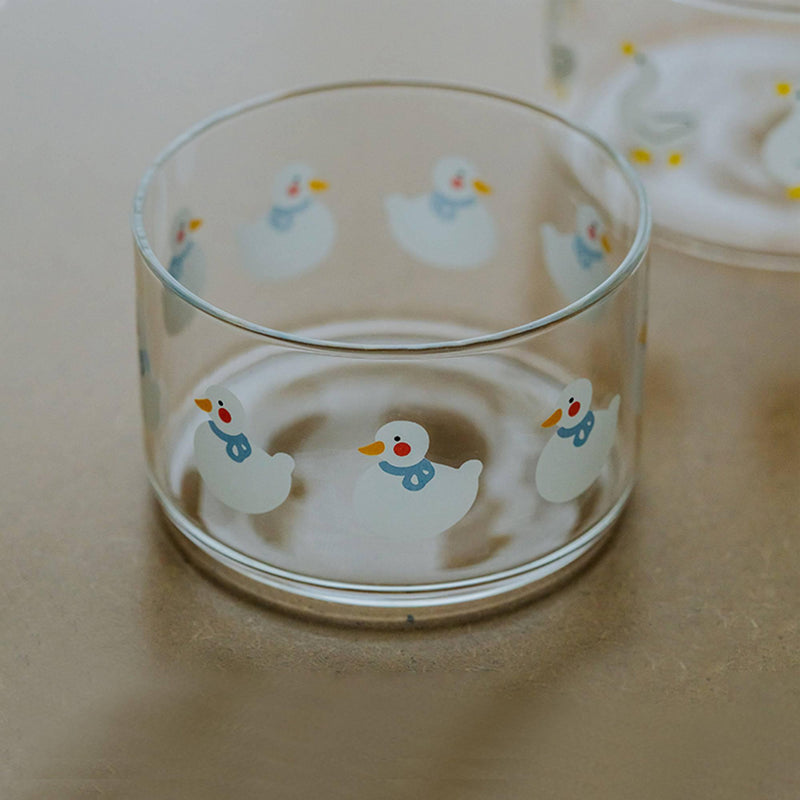 Super Cute Duckling Printed Glass Bowl - Eunaliving