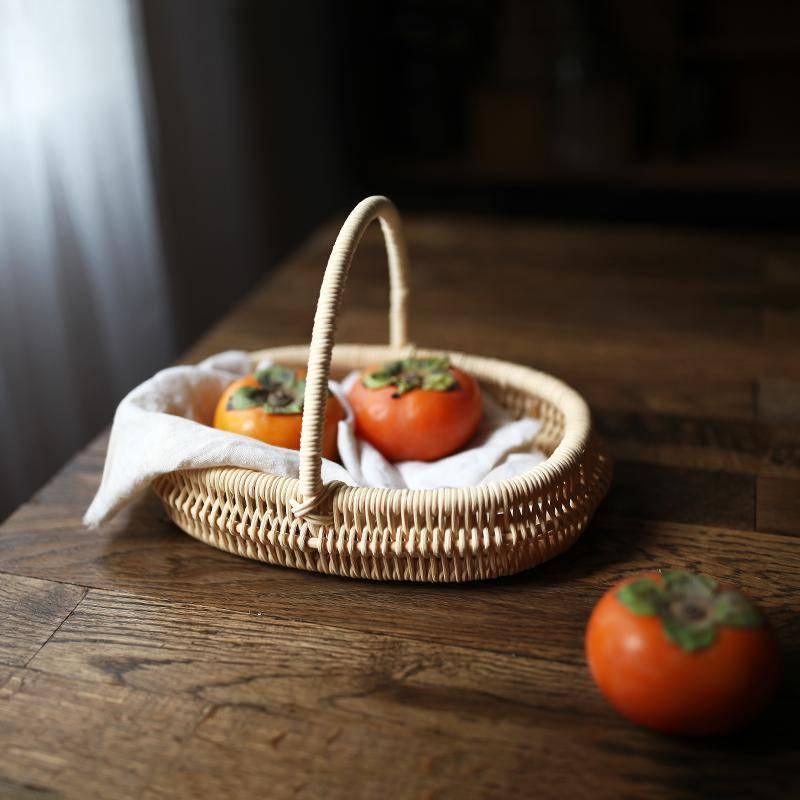 Super Delicate White Rattan Hand-woven Storage Basket - Eunaliving