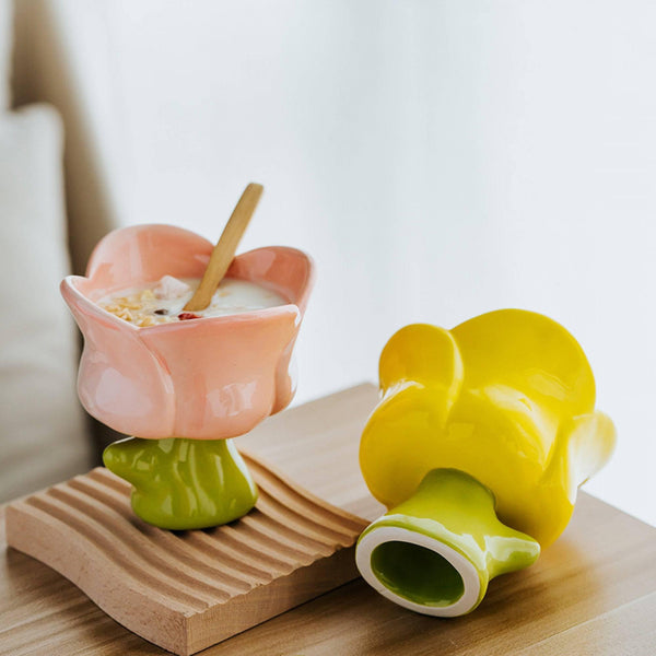 Tulip Ceramic Irregular Flower Dessert Bowl - Eunaliving
