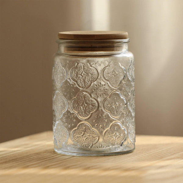 Vintage Begonia Sealed Glass Storage Jar - Eunaliving