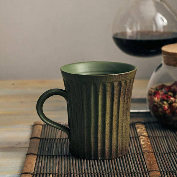 Vintage Striped Nostalgic Stoneware Coffee Mug - Eunaliving