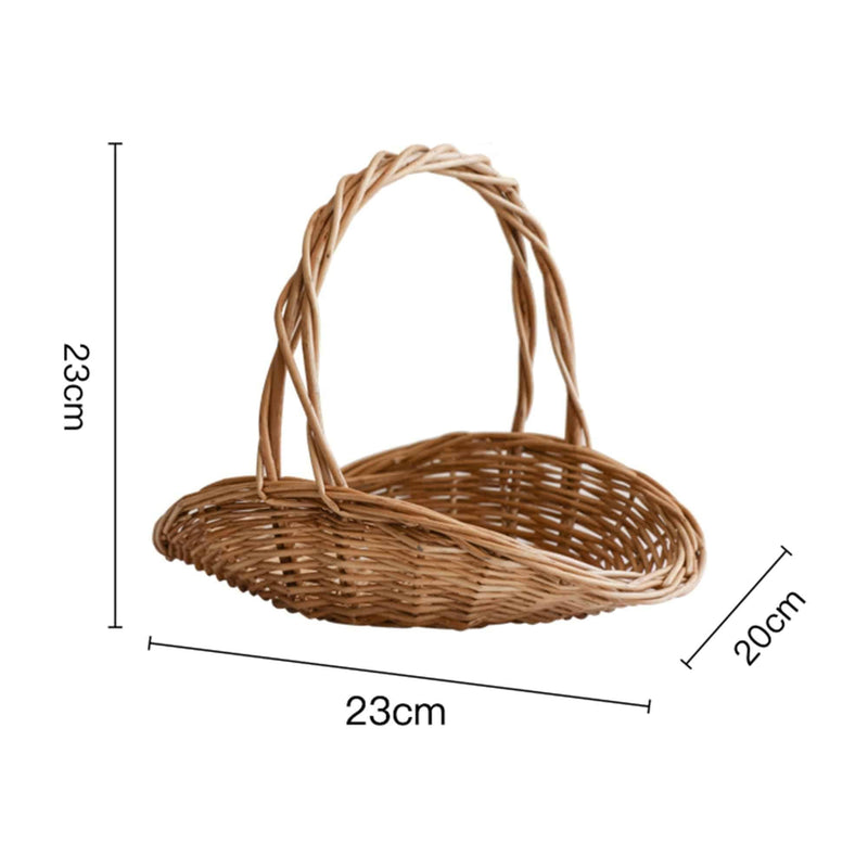 Euna - Wicker Handcrafted Rustic Hand Basket, Original Wood Color