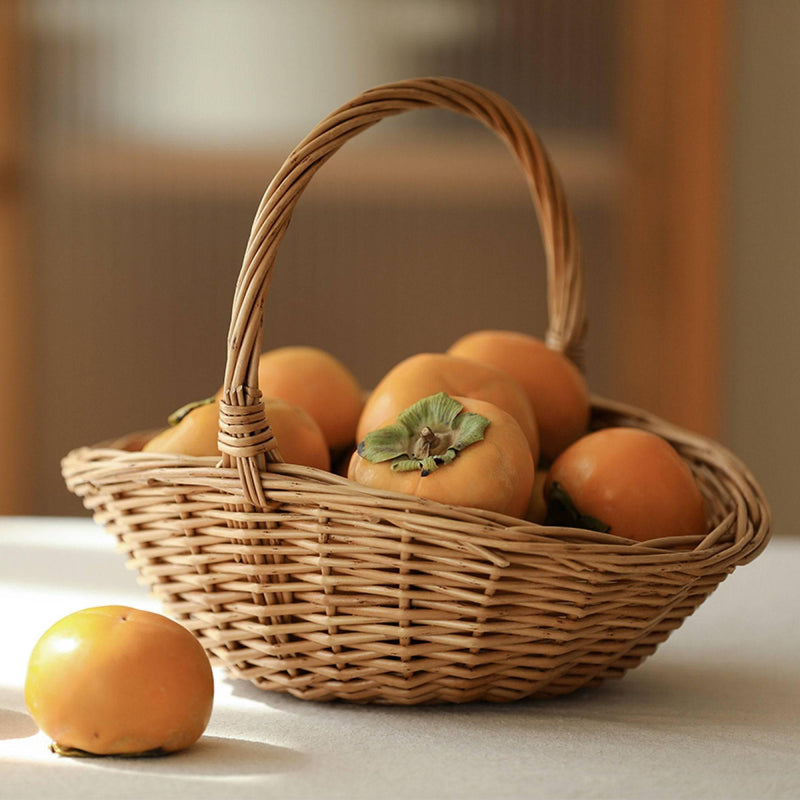 Wicker Rustic Rattan Gift Fruit Hand Basket - Eunaliving