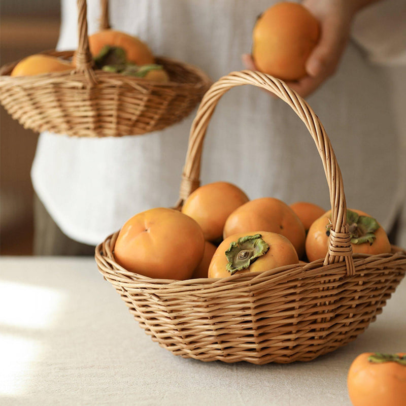 Wicker Rustic Rattan Gift Fruit Hand Basket - Eunaliving