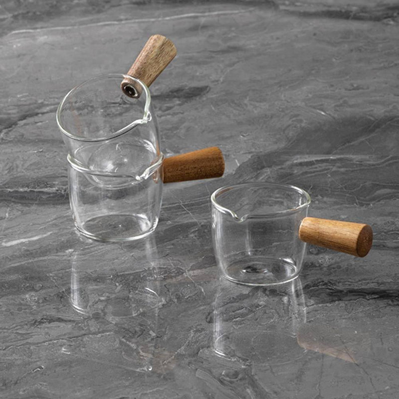 Wooden Handle Transparent Mist Small Milk Cup - Eunaliving